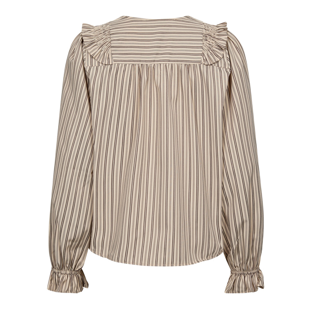 Co'Couture SiggaCC Stripe Smock Frill Blouse - Powder