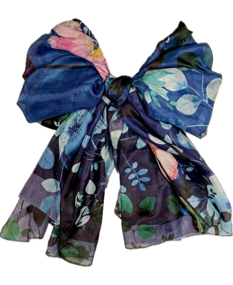 All By Voss Silketørklæde - Botanical Blue