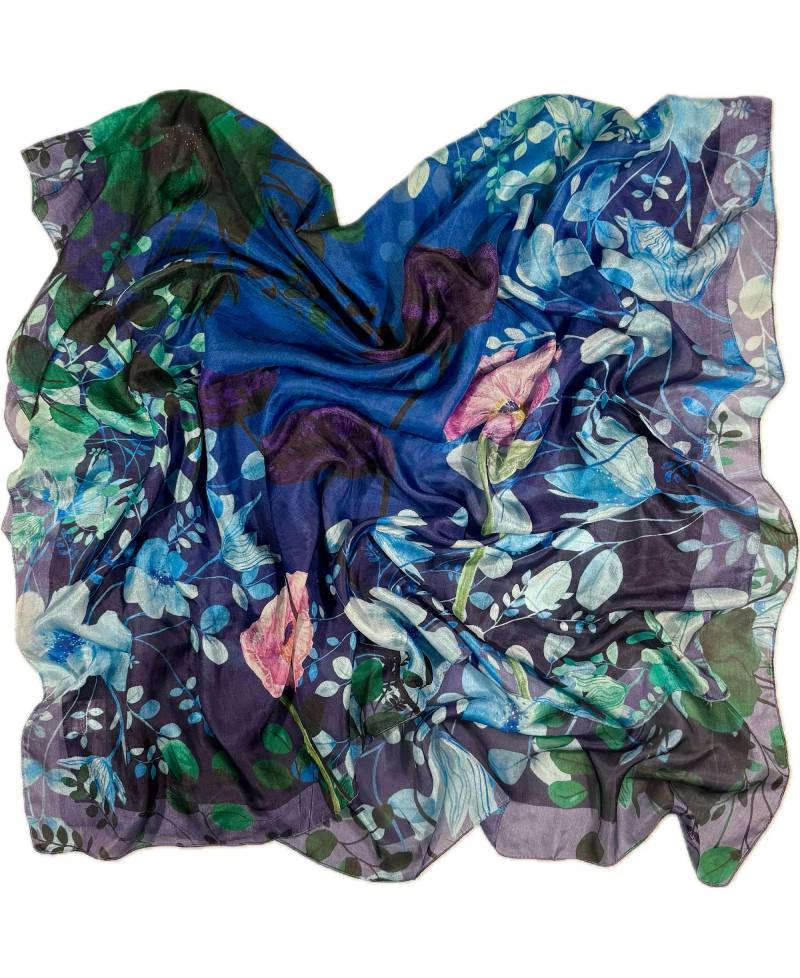 All By Voss Silketørklæde - Botanical Blue