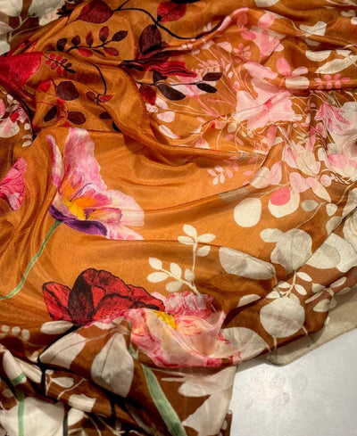 All By Voss Silketørklæde - Botanical Brown