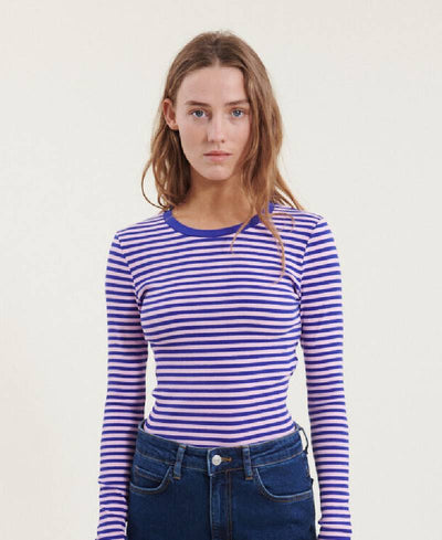 Basic Apparel Ludmilla LS Tee  -  739 Clematis blue/ Sweet Lilac