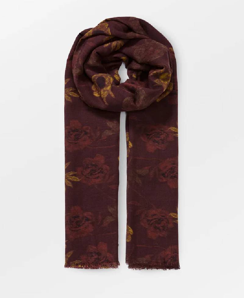 Beck Søndergaard Magna Flower Siw Scarf - Chocolate Brown