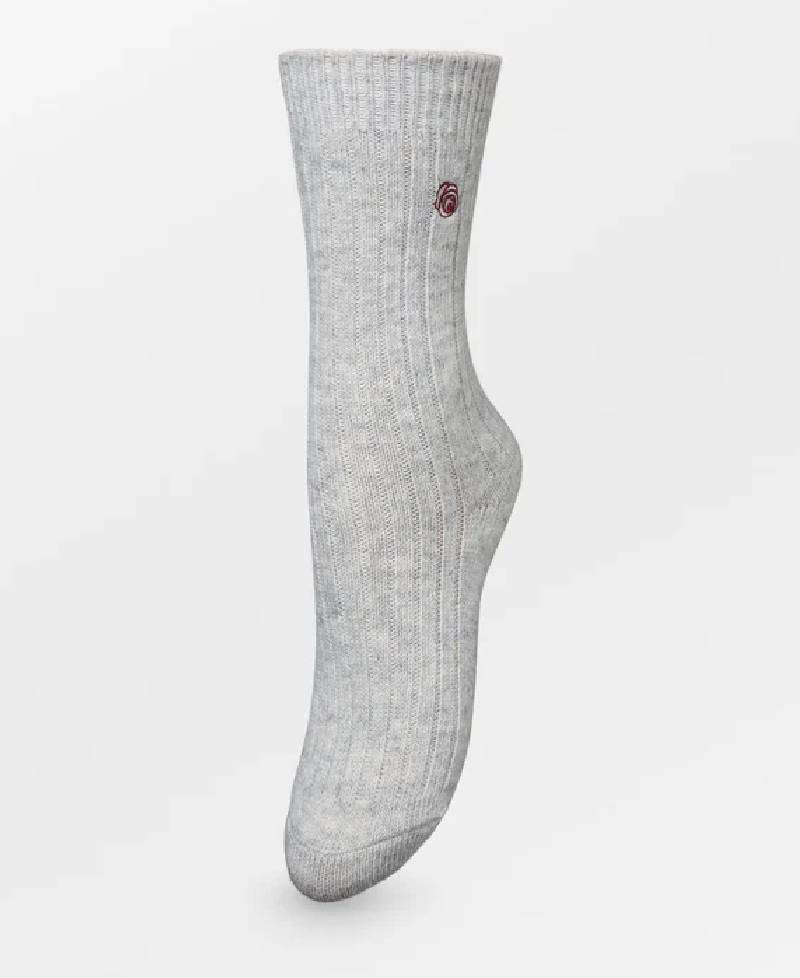 Beck Søndergaard Rose Wola Sock  - Light Grey Melange