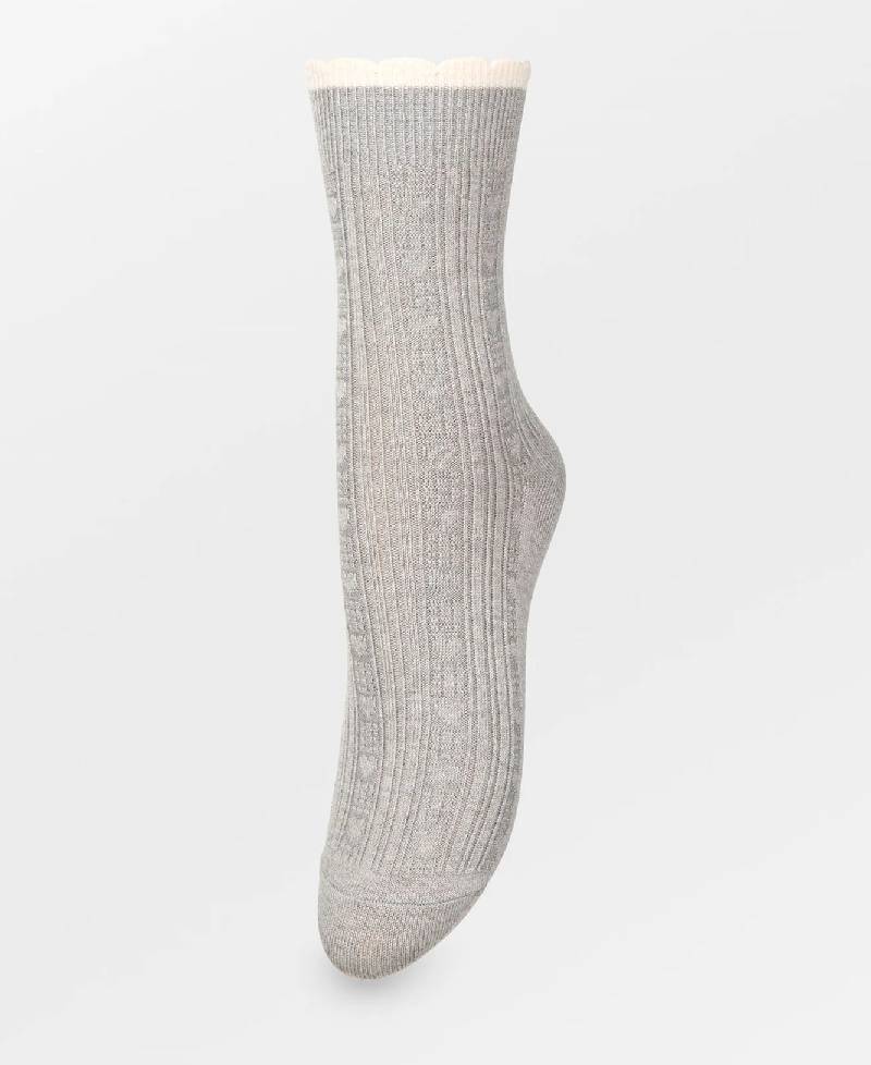Beck Søndergaard Scallop Sock - Grey Melange