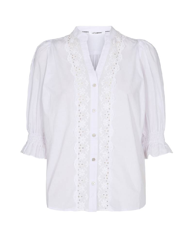 Co Couture Alva V-Anglaise SS Shirt - White