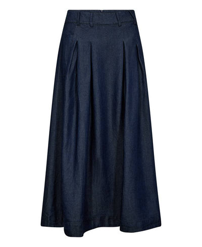CoCouture AnyaCC Denim Pleat Skirt - 575 Navy Denim