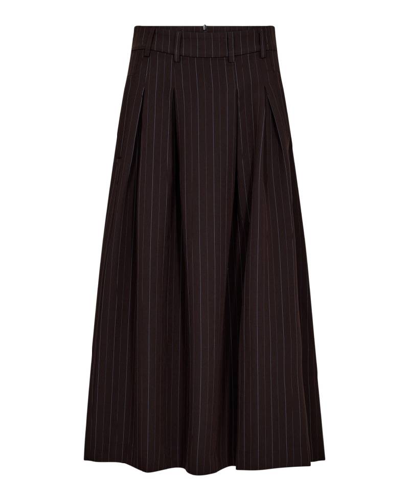 Co Couture AnyaCC Trinny Pleat Stripe Skirt - 145 Dark Brown