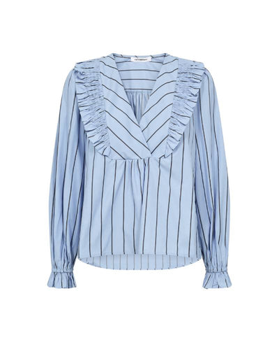 Co'Couture IvanaCC Smock Frill Blouse - Pale Blue
