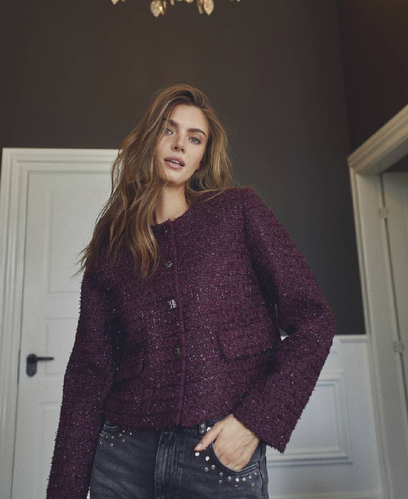 Co Couture PeachCC Boucle Jacket - Plum