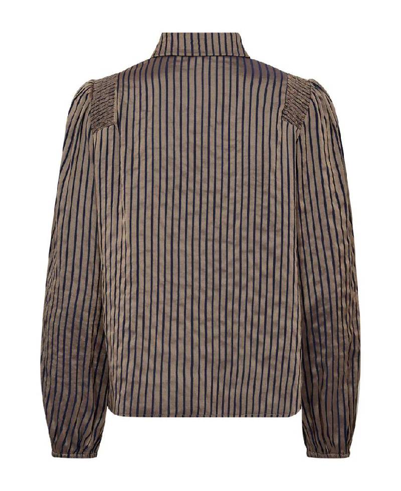 Co' Couture CalviaCC Stripe Smock Shirt - Navy