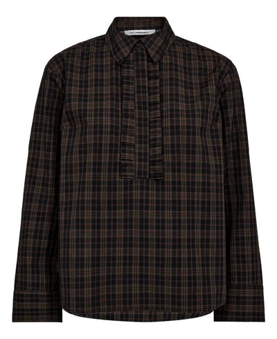 Co'Couture CoraCC Check Frill Shirt - 96 Black