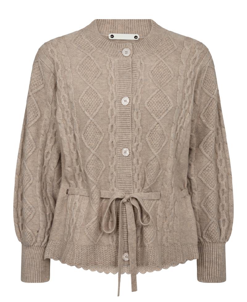 Co´Couture RowCC Cable Tie Cardigan - Bone