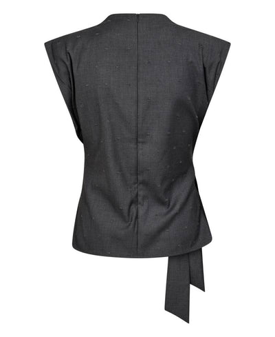 Co'Couture SagaCC Pleat Top - 139 Mid Grey