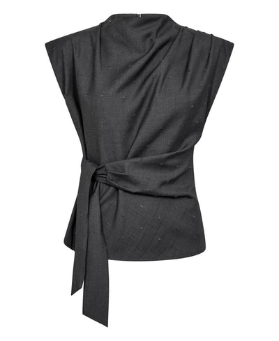 Co'Couture SagaCC Pleat Top - 139 Mid Grey