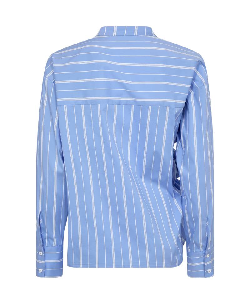 Co'Couture ShiraCC Stripe Bow V-Blouse - Pale Blue