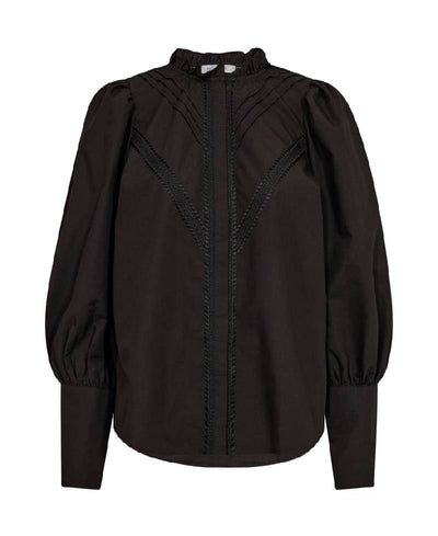 Co couture CoCC Crisp Pintuck Lace Shirt-Black