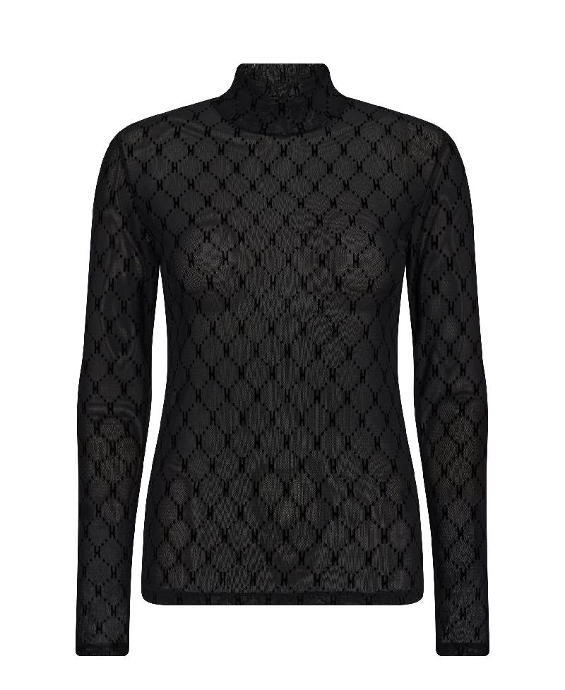 Hype The Detail Mesh Turtle Neck Blouse - Black