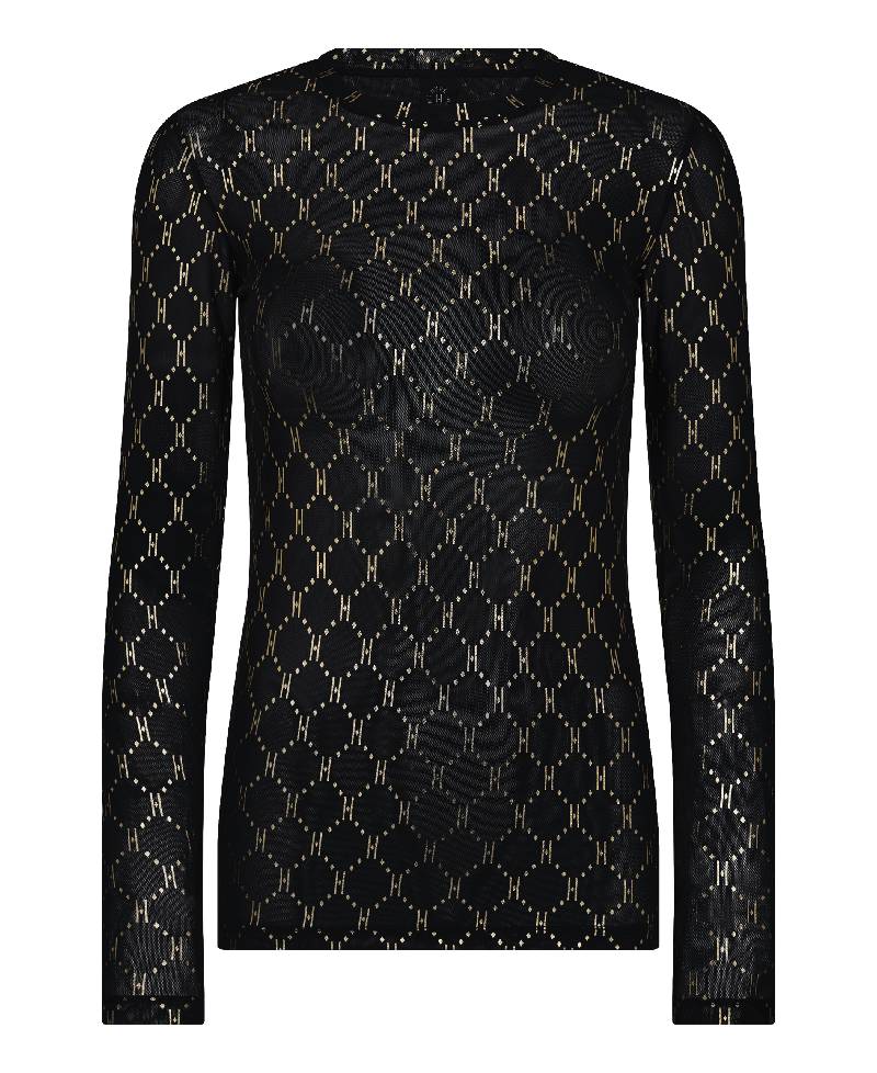 Hype the Detail Mesh Blouse -  Logo Gold