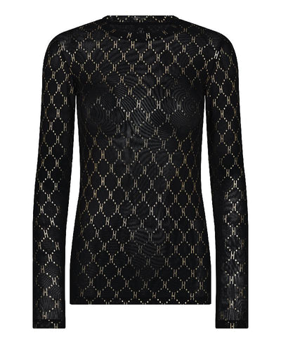 Hype the Detail Mesh Blouse -  Logo Gold