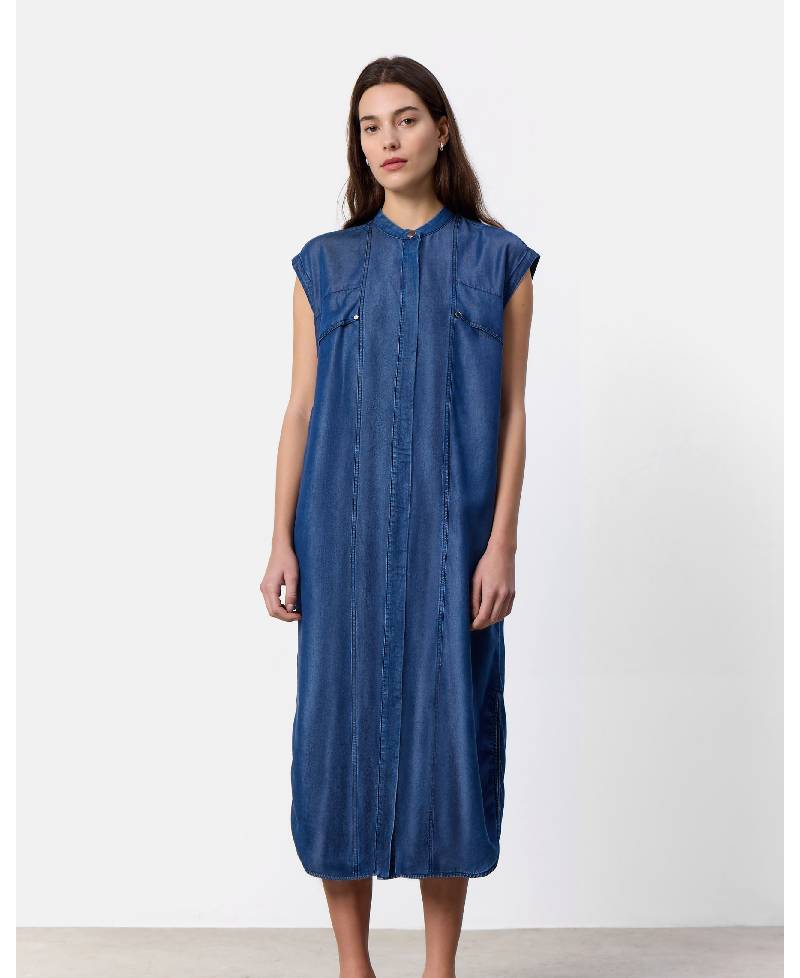 Levete Room LR-Henri 2 Dress - L606 Medi Blue Denim