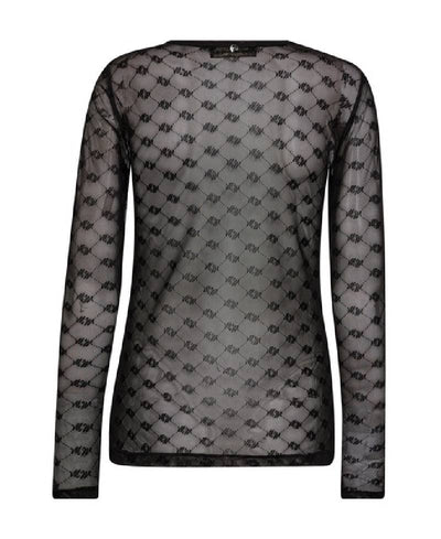 Mos Mosh MM Loretta Velvet Mesh Blouse-Black