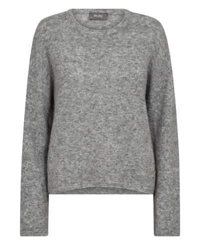 Mos Mosh MMMape O-Neck Knit - 919 Grey Melange
