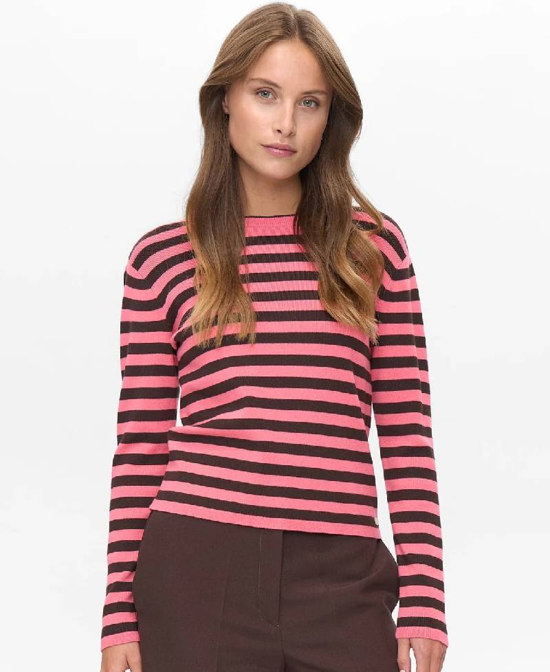 Nümph Nustripy Pullover - Pink Lemonad