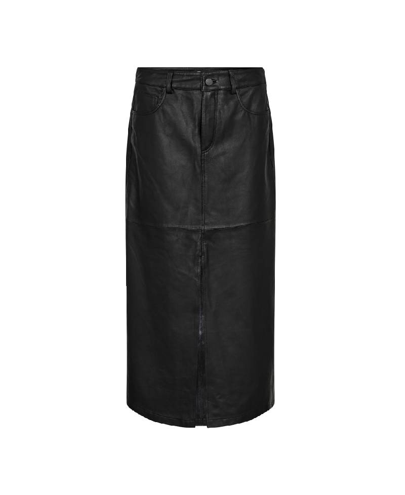 Co'Couture PhoebeCC Leather Slit Skirt - Black