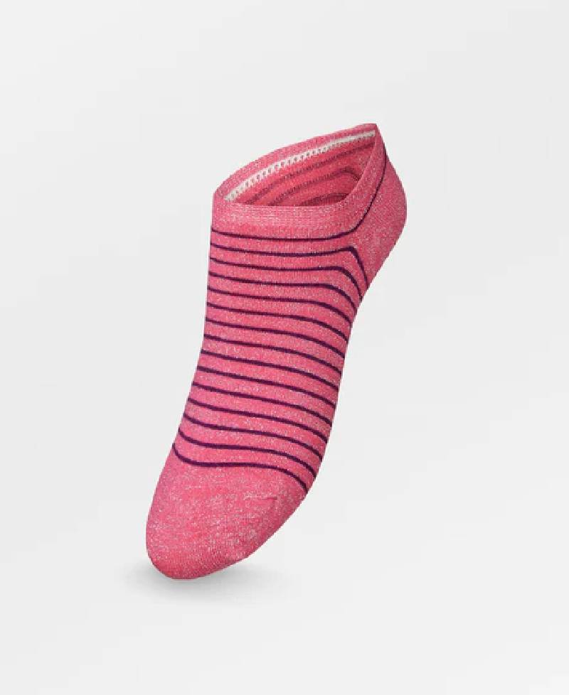 Beck Søndergaard Stripe Glitter Sneakie Sock - Hot Pink