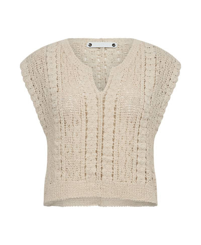 Co'Couture Cormacc-Croche-Knit-Vest-199 Bone