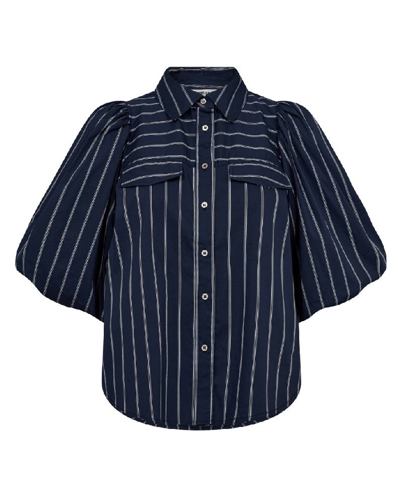 Co'Couture SebiCC Stribe Puff Shirt - Navy