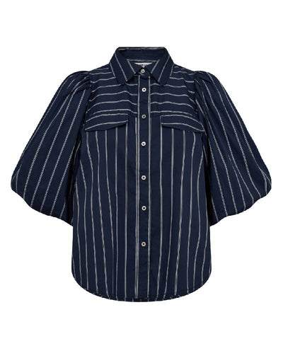 Co'Couture SebiCC Stribe Puff Shirt - Navy