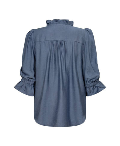 Co'Couture HeraCC Frill SS Blouse - Dove Blue