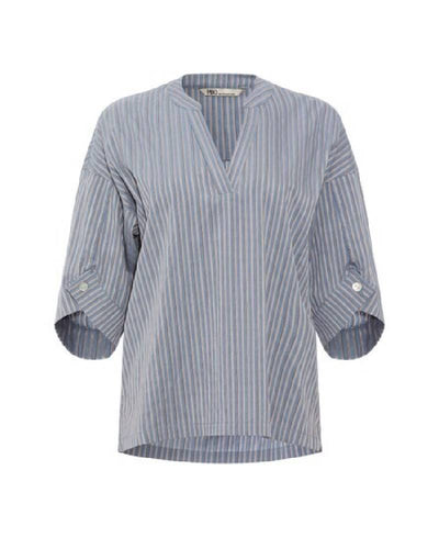 PBO Annamae Blouse-Sand/Blue Stripe