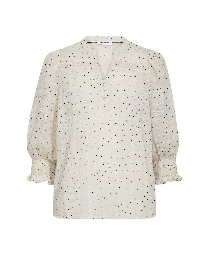 Co'Couture EvelynCC Mini Dot SS Blouse - Off White