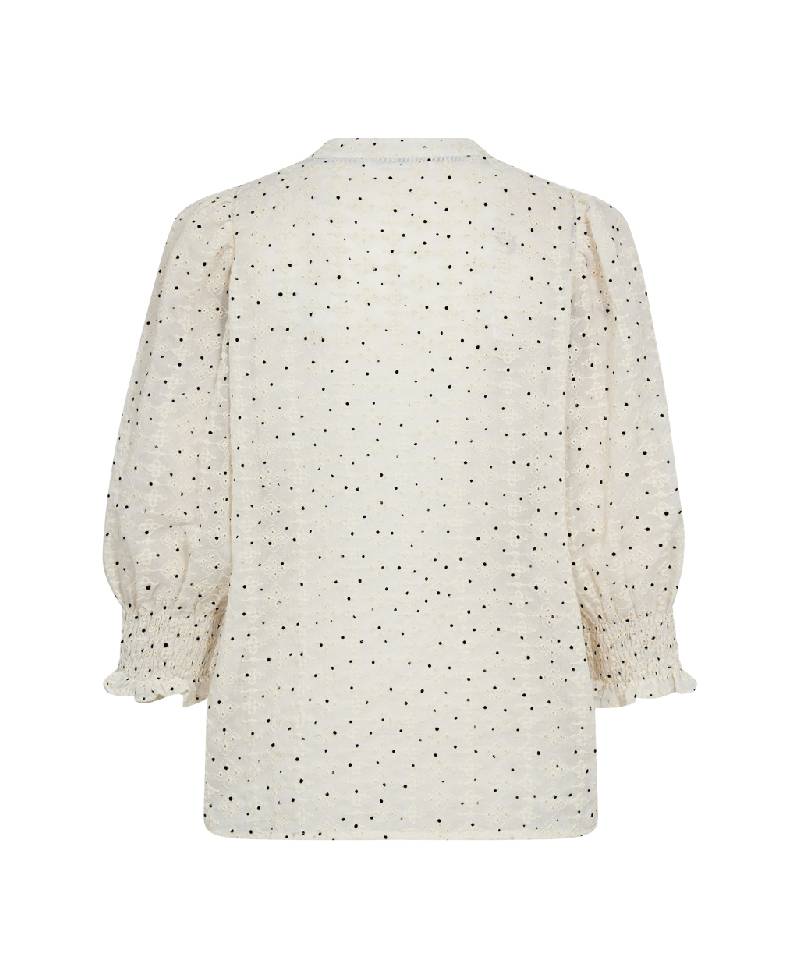 Co'Couture EvelynCC Mini Dot SS Blouse - Off White