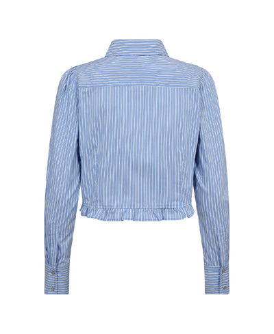 Co'Couture AddieCC Stripe Frill Shirt - Pale Blue