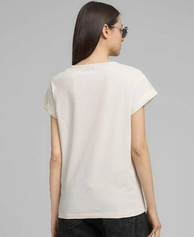 Replay Jersey T-Shirt With Rose And Logo Print