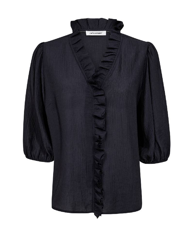 CoCouture AnikaCC  Frill SS Shirt - 120 Navy