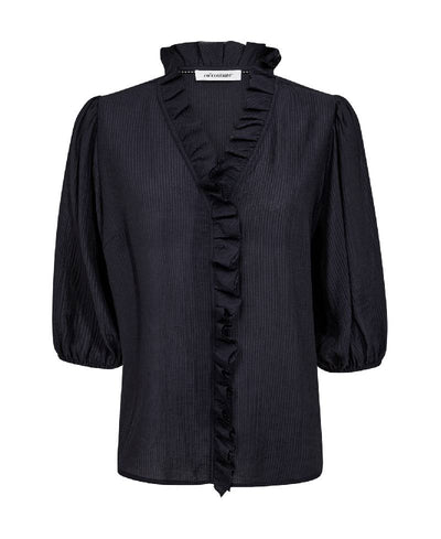 CoCouture AnikaCC  Frill SS Shirt - 120 Navy