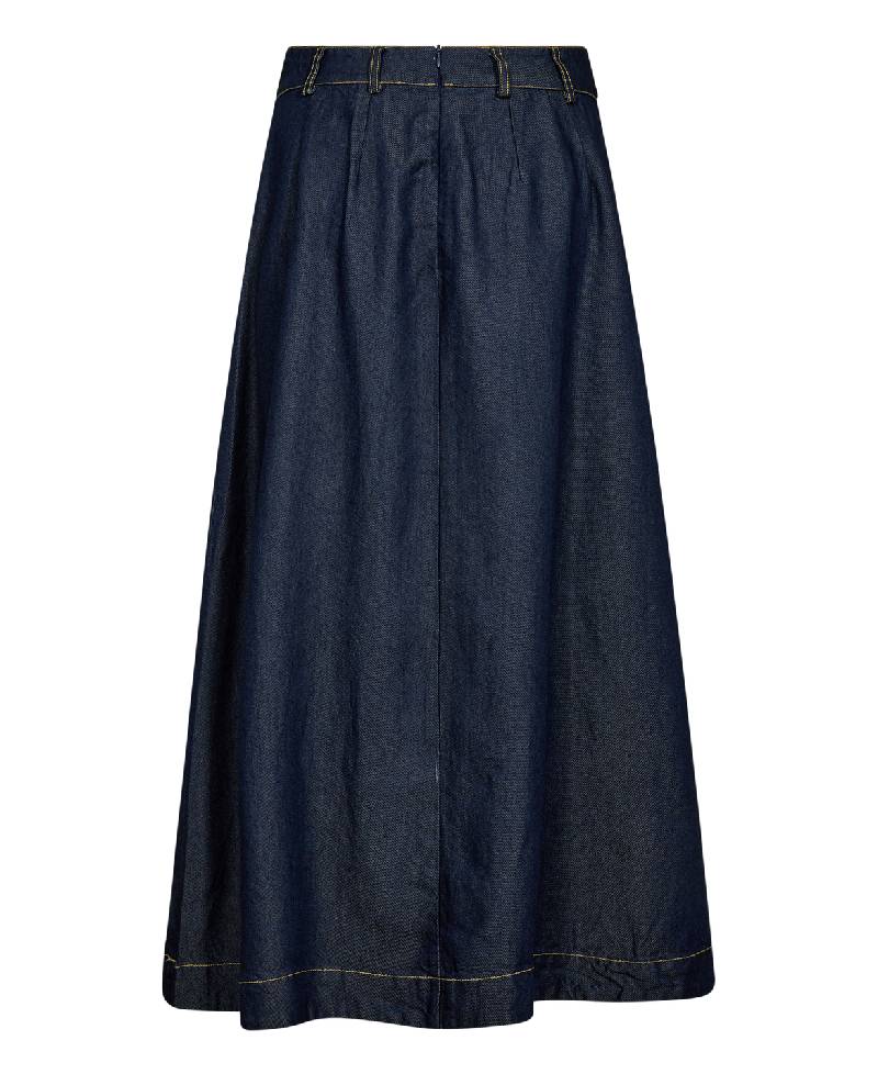 Co'Couture AnyaCC Denim Pleat Skirt - Dark Denim