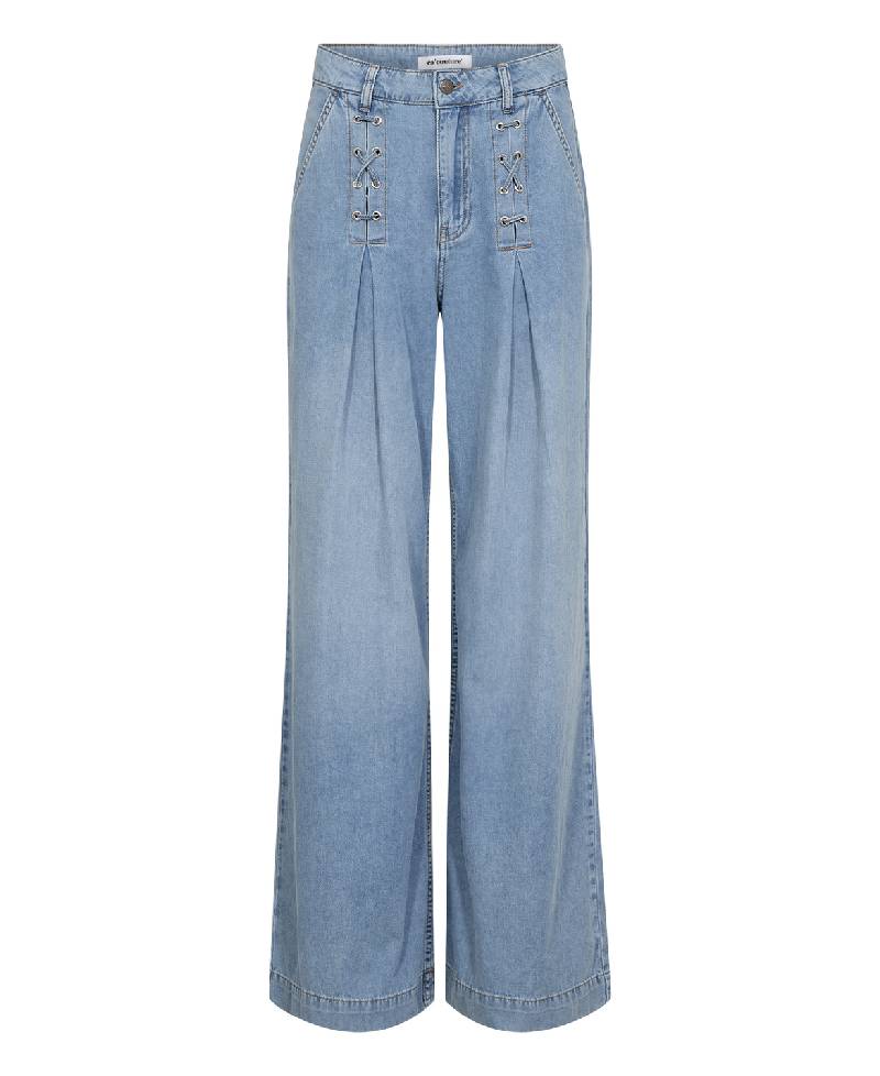 CoCouture CindyCC Eyelet Wide Jeans - Fade Denim