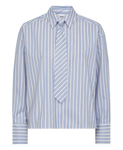 CoCouture DevinCC Stripe Tie Shirt - 17 Blue