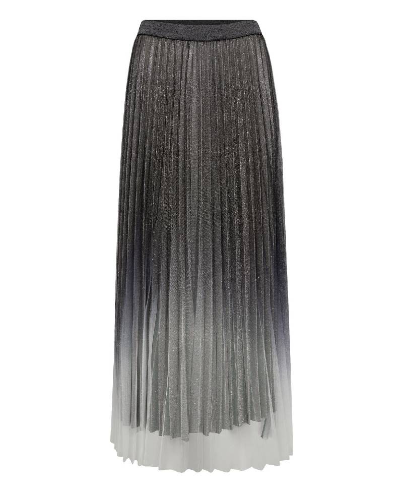 Co Couture GlitterCC Plisse Skirt - 930 Silver