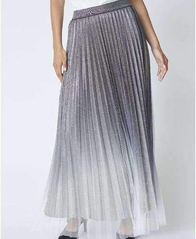 Co Couture GlitterCC Plisse Skirt - 930 Silver