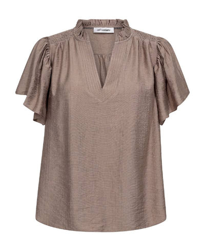 Co'Couture HeraCC SS Frill Top - 154 Walnut