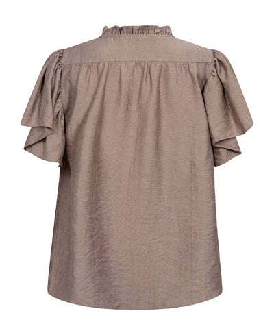 Co'Couture HeraCC SS Frill Top - 154 Walnut