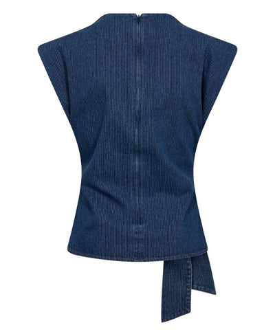 CoCouture KimmyCC Pleat Top - 555 Dark Denim