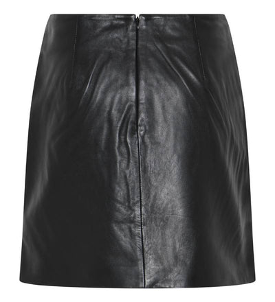 Bruuns Bazaar GentianBBShort Leather Skirt - Black