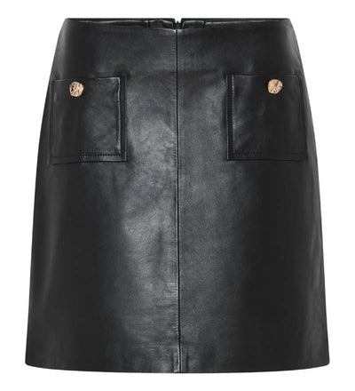 Bruuns Bazaar GentianBBShort Leather Skirt - Black